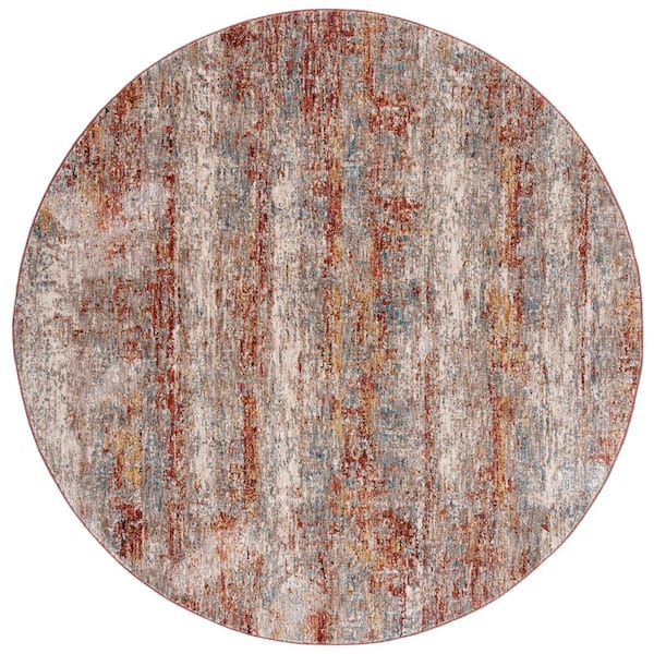 Valencia 6 ft. x 6 ft. Beige/Rust Distressed Marble Round Area Rug