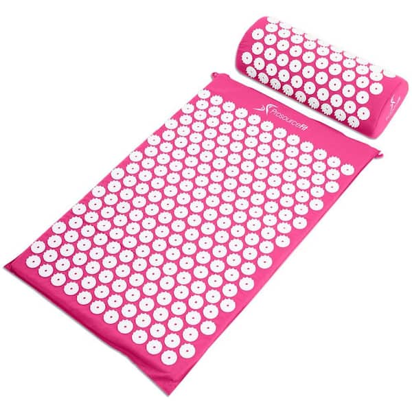 PROSOURCEFIT Pink 25 in. x 15.75 in. Acupressure Mat and Pillow