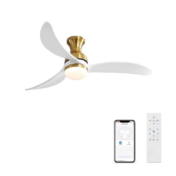 CIPACHO 52.1 in. Indoor White Modern Ceiling Fan with 3 Solid Wood Blades Remote Control Reversible DC Motor