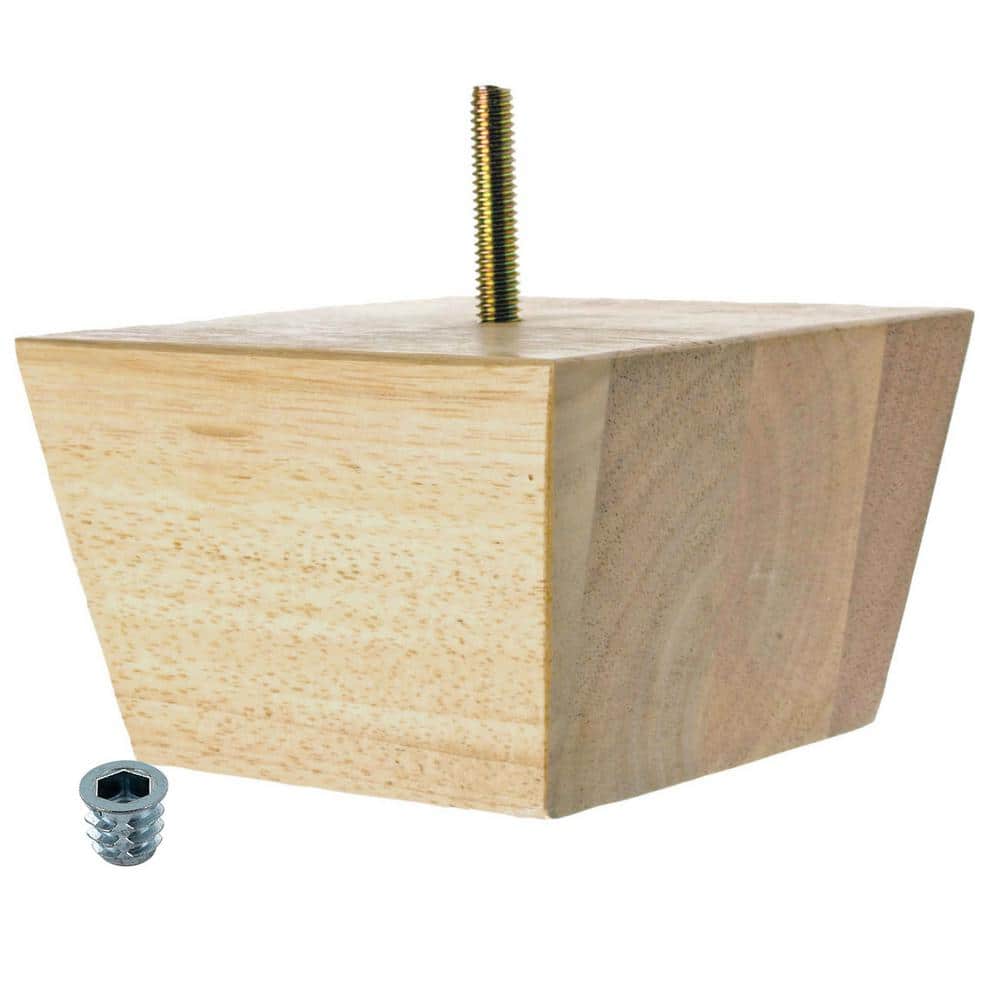 Unfinished Solid Hardwood Square Bun Foot Leg