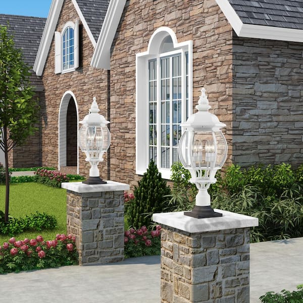 Frontenac 4 Light Textured White Outdoor Post Top Lantern