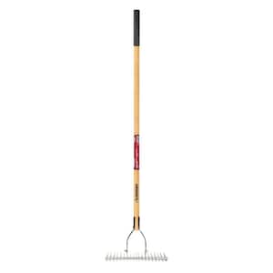 54 in. Long Wood Handle 19-Tine Adjustable Thatch Rake