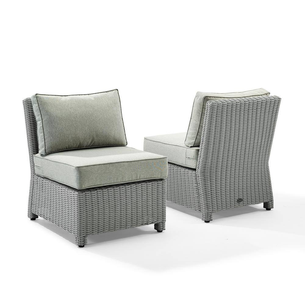 Bradenton Gray Wicker Outdoor Armless Chair Set with Cushions
