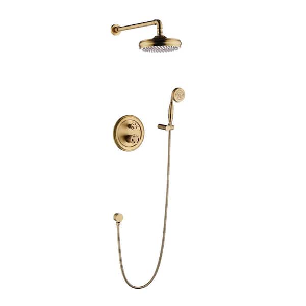 Black Gold Faucet Shower System Bathroom Toilet Rack Thermostatic Big Shower Faucet Set Copper