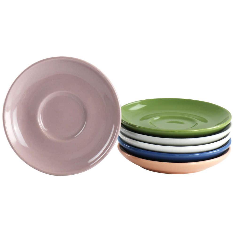 Colorful Stoneware Espresso Cup Set with Matching Saucers