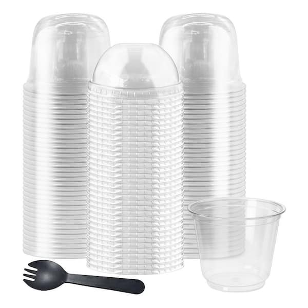 10 oz. Clear Plastic Dessert Cups with Dome Lids Food Grade Parfait Yogurt  Ice Cream Storage 50-Pack with Lids ER9P647 - The Home Depot