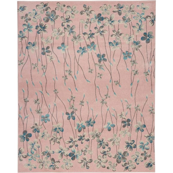 Nourison Tranquil Pink 8 ft. x 10 ft. Floral Modern Area Rug