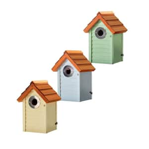 1-Bird Cedar Wood Bluebird Bird Houses Nest Box with Stainless Steel Predator Guard with UV Painting (3-Pack)