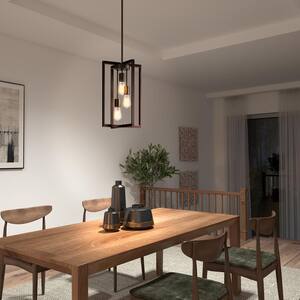 Yale 3-light Black Modern Industrial Sputnik Caged Hanging Pendant Light Island Chandelier for Kitchen Dining Room