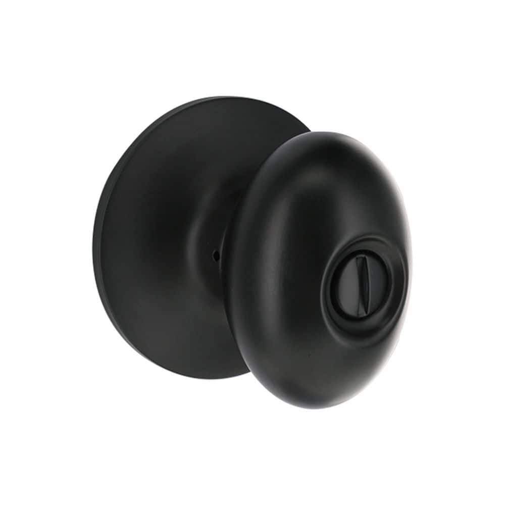 Oval Matte Black Bed/Bath Door Knob