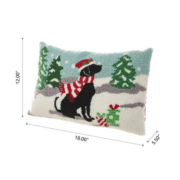 Glitzhome 14 in. H Christmas Hooked 3D Santa and Snowman Pillow