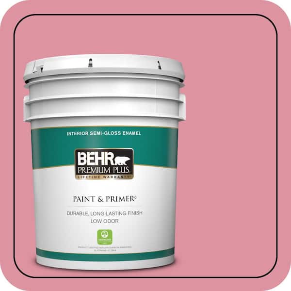 BEHR PREMIUM PLUS 5 gal. #120C-3 Rose Marquis Semi-Gloss Enamel Low Odor Interior Paint & Primer