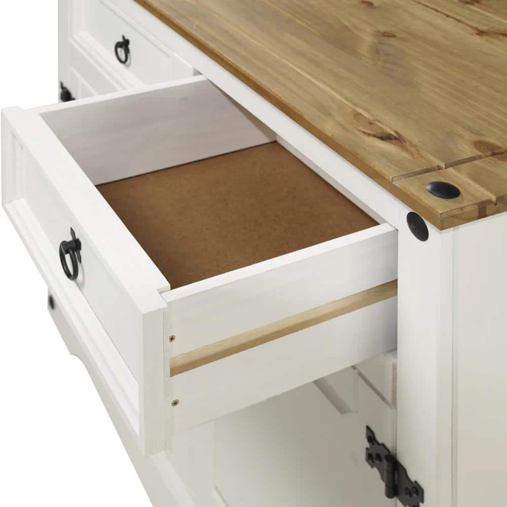Sunnydaze White Pine Sideboard Cabinet with 2 Drawers and 2 Doors