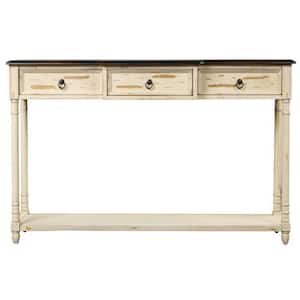 51.57 in. Beige Standard Rectangle Wood Console Table with 3-Drawers