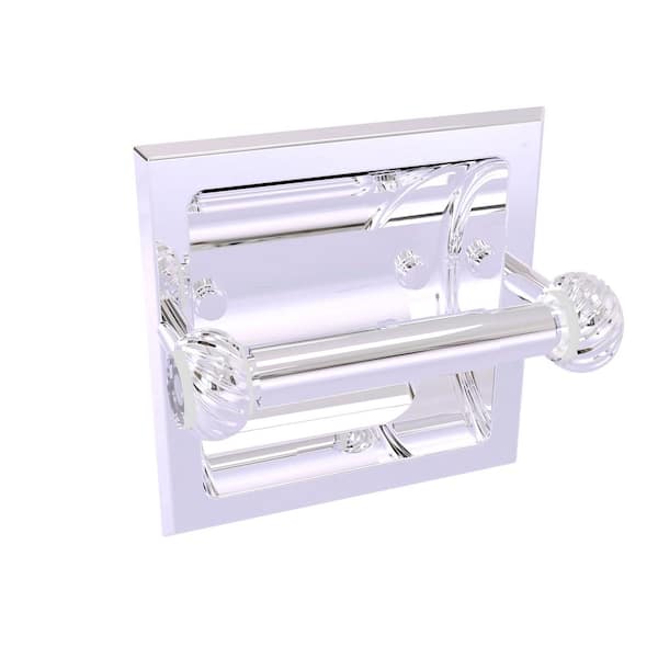 Allied Brass Clearview Recessed Toilet Paper Holder with Twisted Accents in Polished Chrome