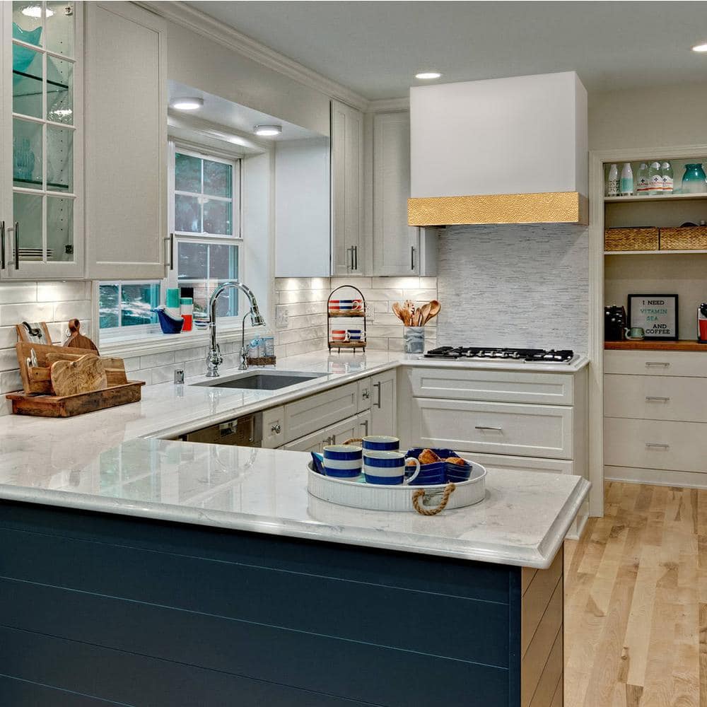 White and Gold Stainless Steel Wall Mounted Range Hood