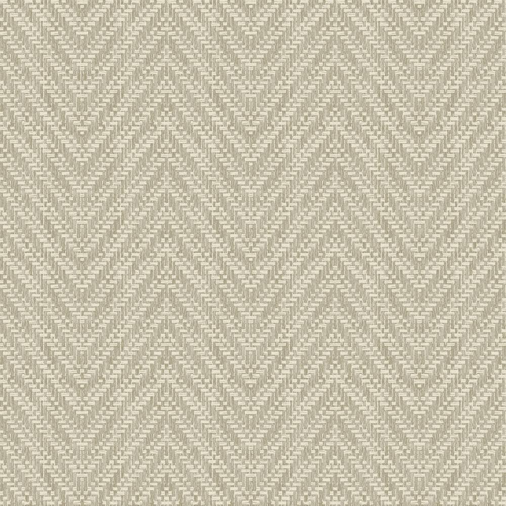 Neutral Faux Grasscloth Chevron Wallpaper with 3D Texture