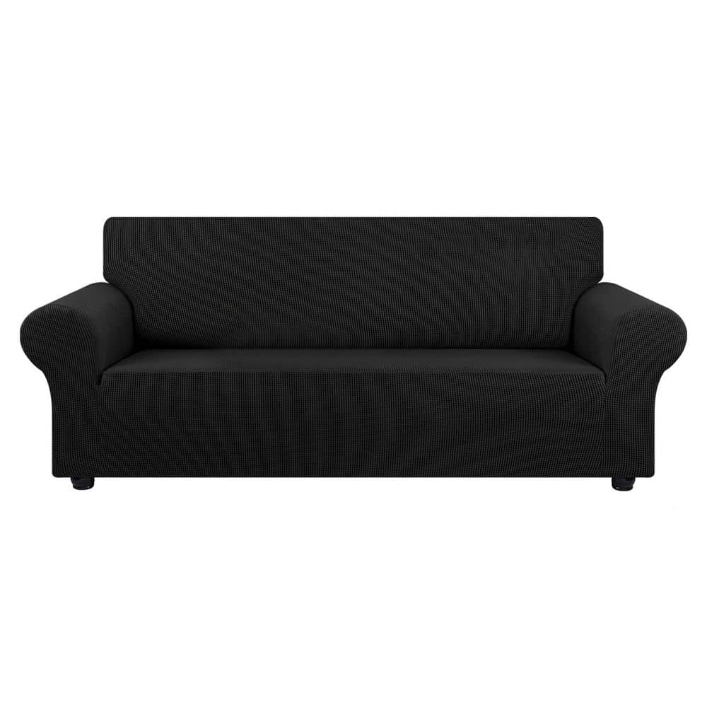 "Large Stretch Sofa Cover Slipcover for 3-Cushion Couch (78""- 94"") Elastic Bottom, Pet Friendly, Jacquard Checked (Black)" price history on PriceWatchPro