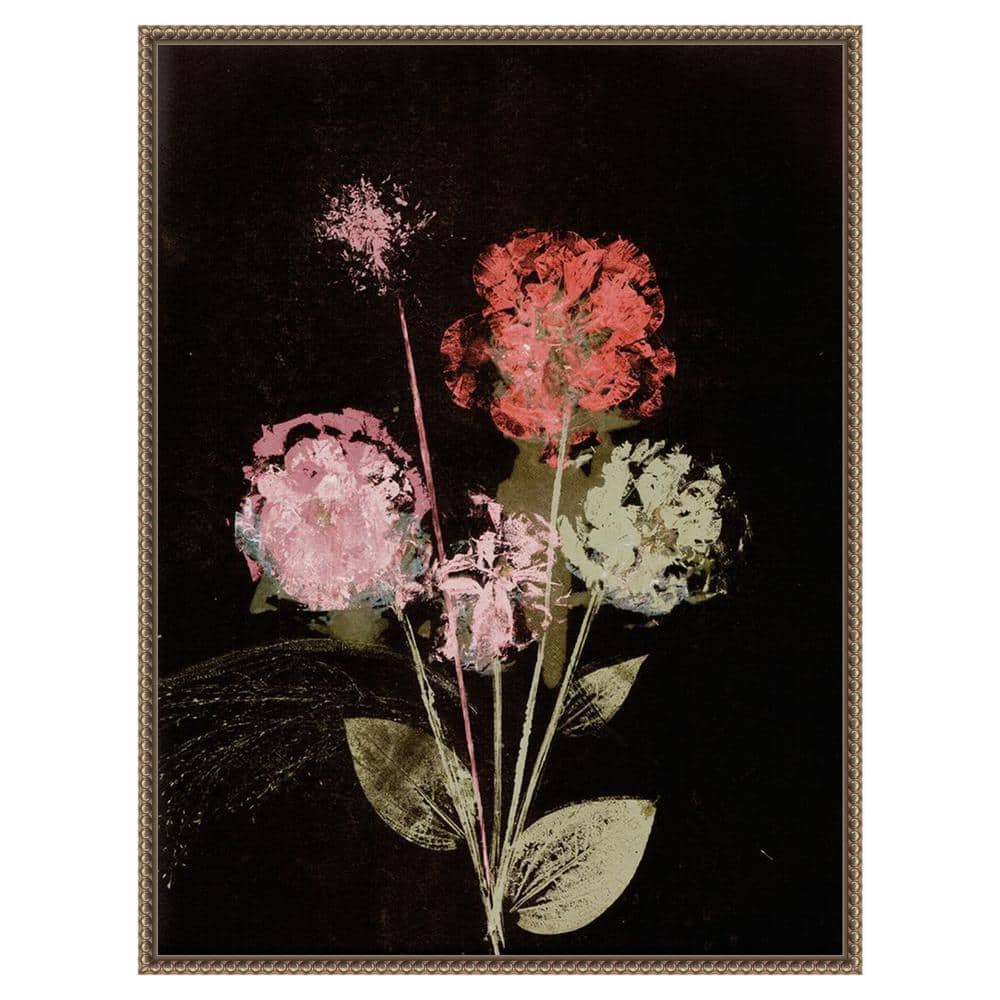 Large Beaded Framed Abstract Floral Canvas Wall Art