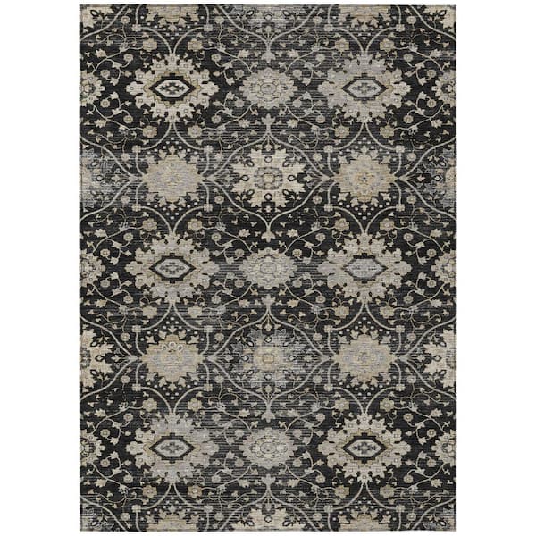 Chantille Machine Washable Indoor/Outdoor Abstract ACN3100 Black 10 ft. x 14 ft. Area Rug