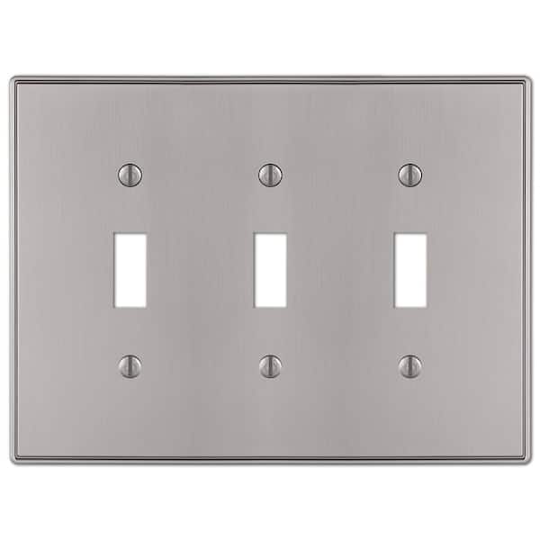 Ansley 3 Gang Toggle Metal Wall Plate - Brushed Nickel