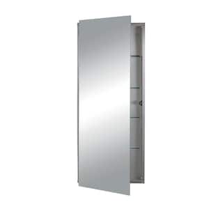 Illusion 15 in. W x 36 in. H Medium Rectangular Stainless Steel Recessed Medicine Cabinet with Polished Edge Mirror