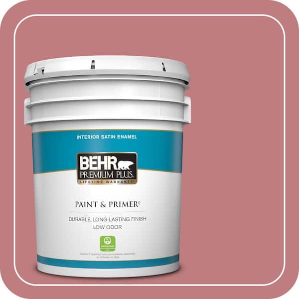 BEHR PREMIUM PLUS 5 gal. #MQ1-12 Chick Flick Satin Enamel Low Odor Interior Paint & Primer