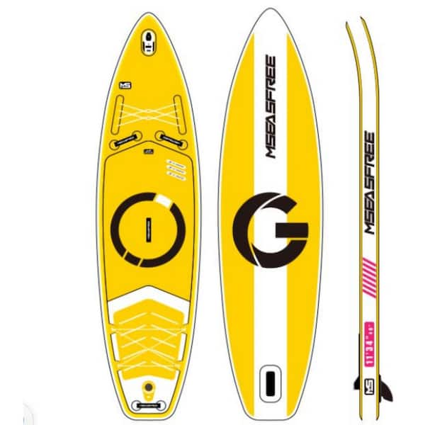 Unbranded 132 in. L x 34 in. W x 6 in. H Outdoor Sports Equipment Inflatable Stand Up Paddle Bodyboard With Accessorie Yellow