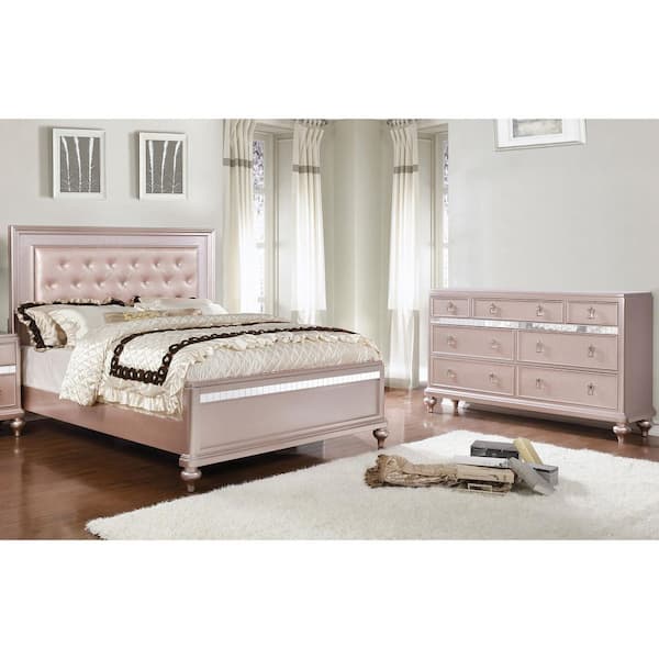 Furniture of America Kloe 2-Piece Rose Gold Wood Queen Bedroom Set