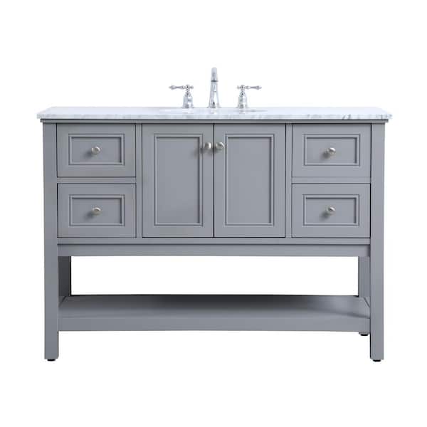 Unbranded Simply Living 48 in. W x 22 in. D x 33.75 in. H Bath Vanity in Grey with Carrara White Marble Top