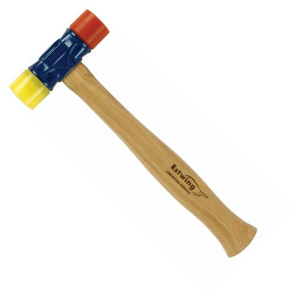 Estwing Rubber Mallet - 12 oz Double-Face Hammer with Soft/Hard Tips & Hickory Wood Handle - Dfh12