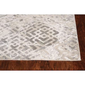 Clara Silver Gray 10 ft. x 13 ft. Striped Transitional Area Rug