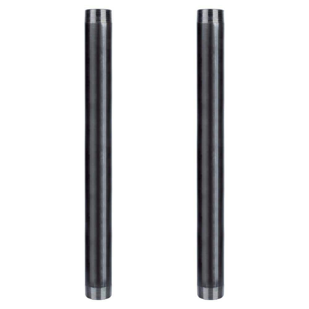 PIPE DECOR 2 in. x 24 in. Industrial Steel Grey Plumbing Pipe in Black