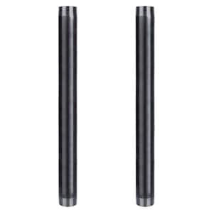 2 in. x 24 in. Industrial Steel Grey Plumbing Pipe in Black (2-Pack)
