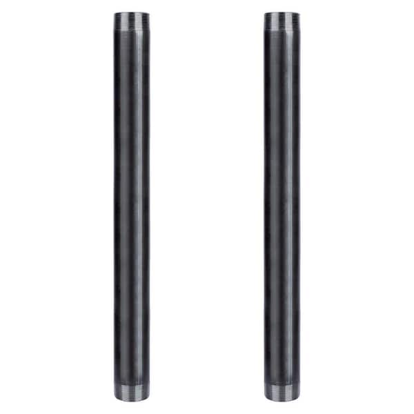 PIPE DECOR 2 in. x 24 in. Industrial Steel Grey Plumbing Pipe in Black (2-Pack)