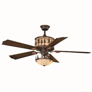 Yosemite 56 in. Rustic Tree Bronze Ceiling Fan and Remote