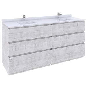 Formosa 70 in. W x 20 in. D x 34.1 in. H Modern Double Bath Vanity Cabinet without Top in Rustic White