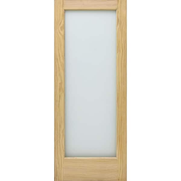 Steves & Sons 30 in. x 80 in. Universal Full Lite Obscure Glass Unfinished Solid Core Pine Wood Interior Door Slab