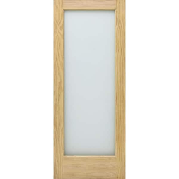 Steves & Sons 36 in. x 80 in. Universal Full Lite Obscure Glass Unfinished Solid Core Pine Wood Interior Door Slab