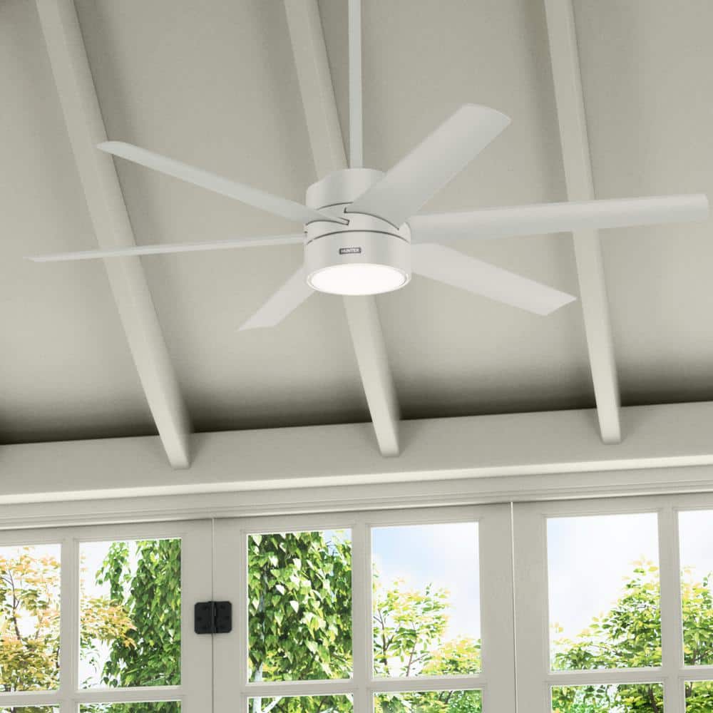 Hunter Solaria 60 in. Integrated LED Outdoor Fresh White Ceiling Fan ...