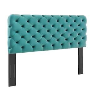 Lizzy Tufted in Teal Twin Performance Velvet Headboard
