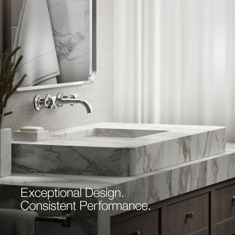 Polished Chrome Wall-Mount Bathroom Sink Faucet