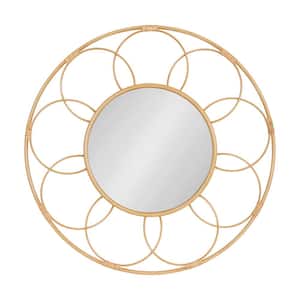 Cori 34.00 in. W x 34.00 in. H Brown Round Transitional Framed Decorative Wall Mirror