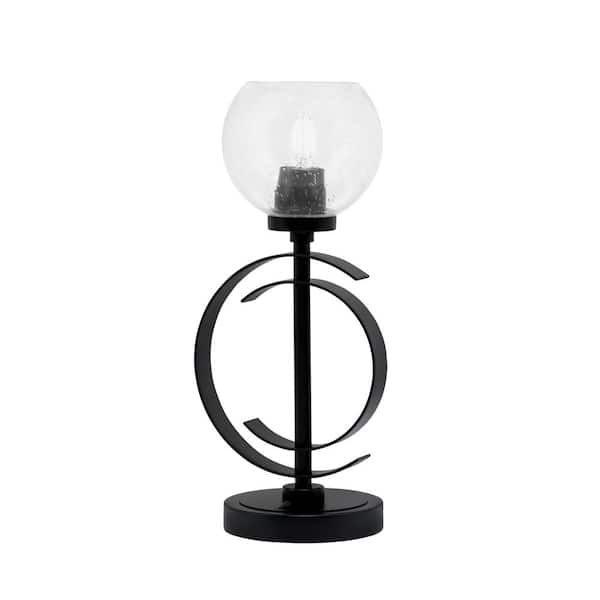 Unbranded Delgado 16.5 in. Matte Black Piano Desk Lamp with Clear Bubble Glass Shade