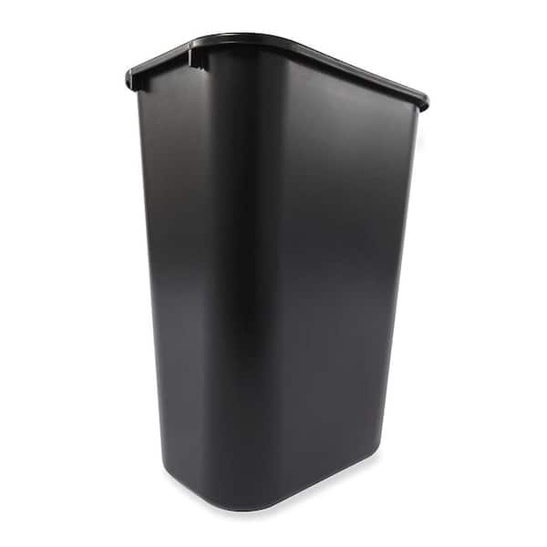Suncast Commercial Desk-Side Rectangular Resin Trash Can, 10 Gallons, Black, Box of 12
