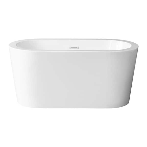 WOODBRIDGE 72 in. x 35 in. Acrylic Freestanding Whirlpool and Air with Inline Heater Soaking Bathtub in White with Gold Hardware