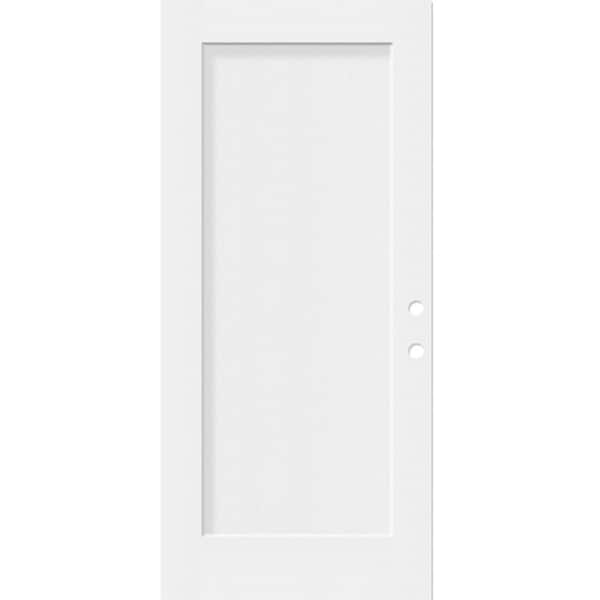 Legacy 36 in. x 80 in. Right Hand 1 Panel Shaker Unfinished White Fiberglass Front Door Slab