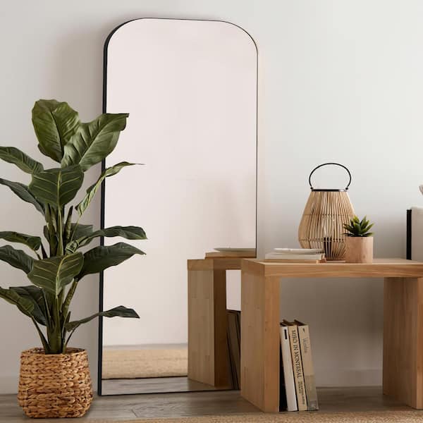 Dovelina 21.3 in. W x 64.2 in. H Modern Rectangle Metal Frame Black Full Length Leaning Mirror