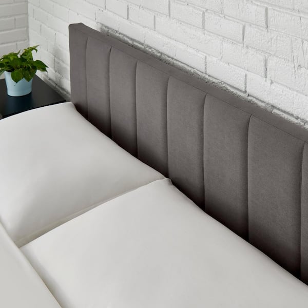 Warrenton Charcoal Gray Upholstered Full Platform Bed with Channel Tufting (54.9 in W. X 43.3 in H.)