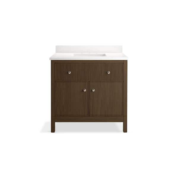 Malin By Studio Mcgee 36.97 in. Draper Oak Bath Vanity with Quartz Top